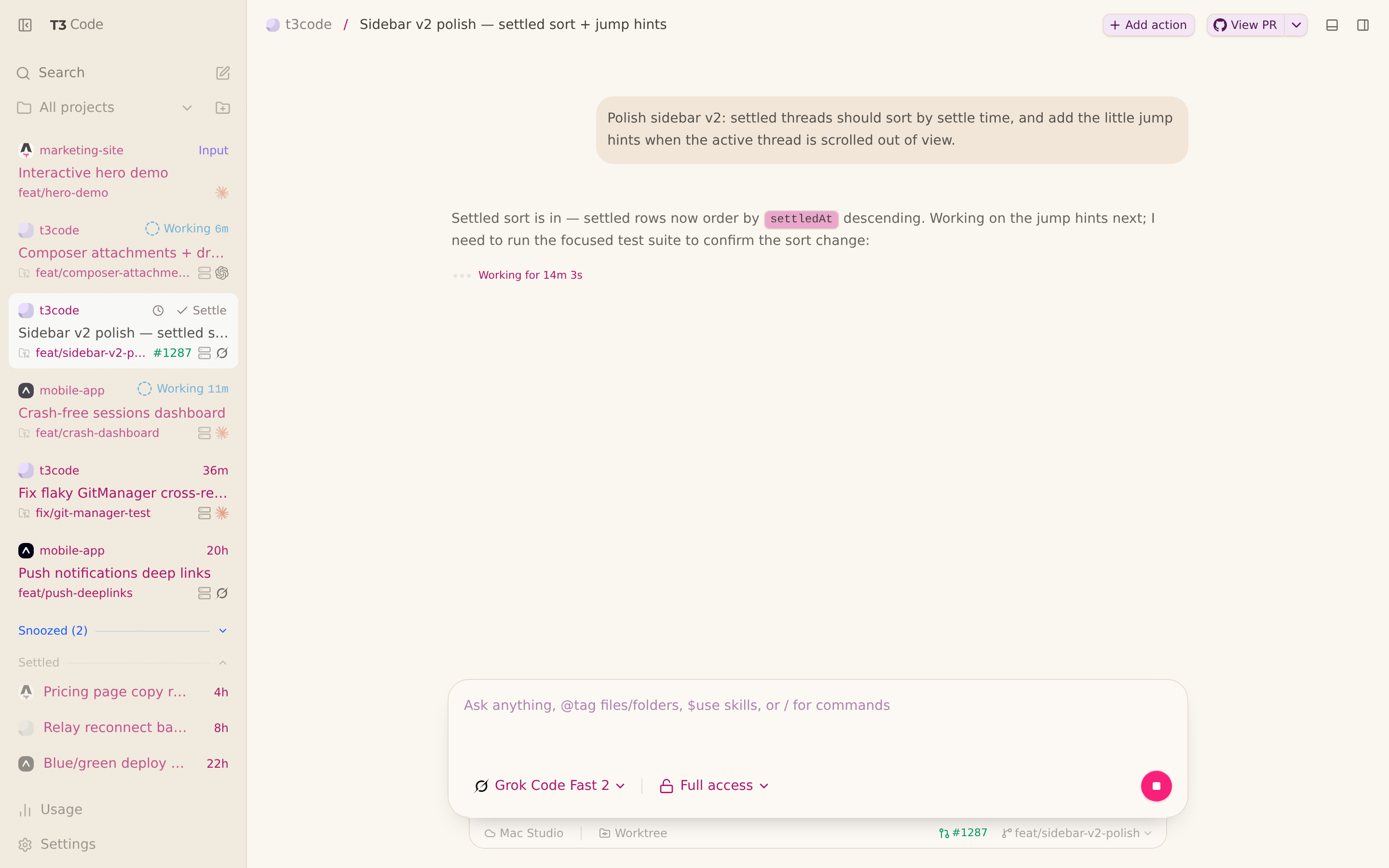 T3Code with the Paper Ember theme